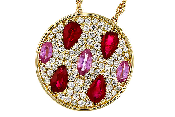 A284-35561: NECK 1.42 TW PRECIOUS (RUBY & PINK SAPP) 1.82 TGW