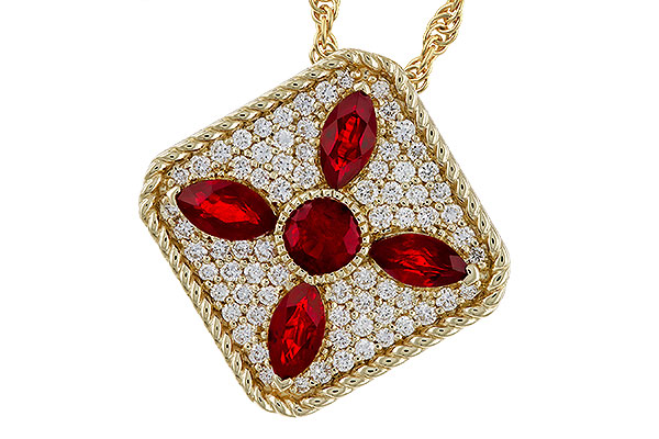 B284-31925: NECKLACE .81 TW RUBY 1.12 TGW