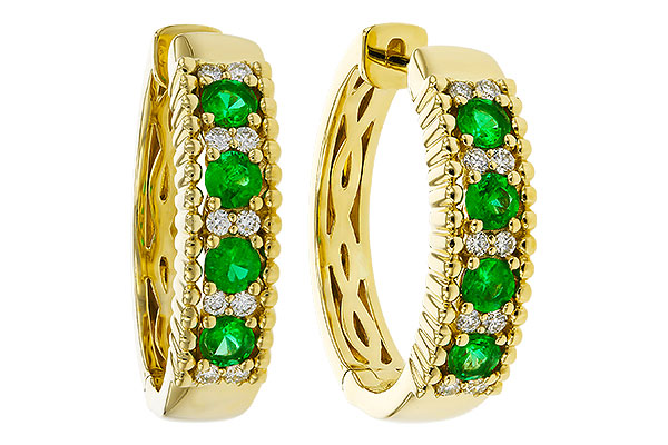 B284-35634: EARRINGS .33 TW EMERALD .45 TGW