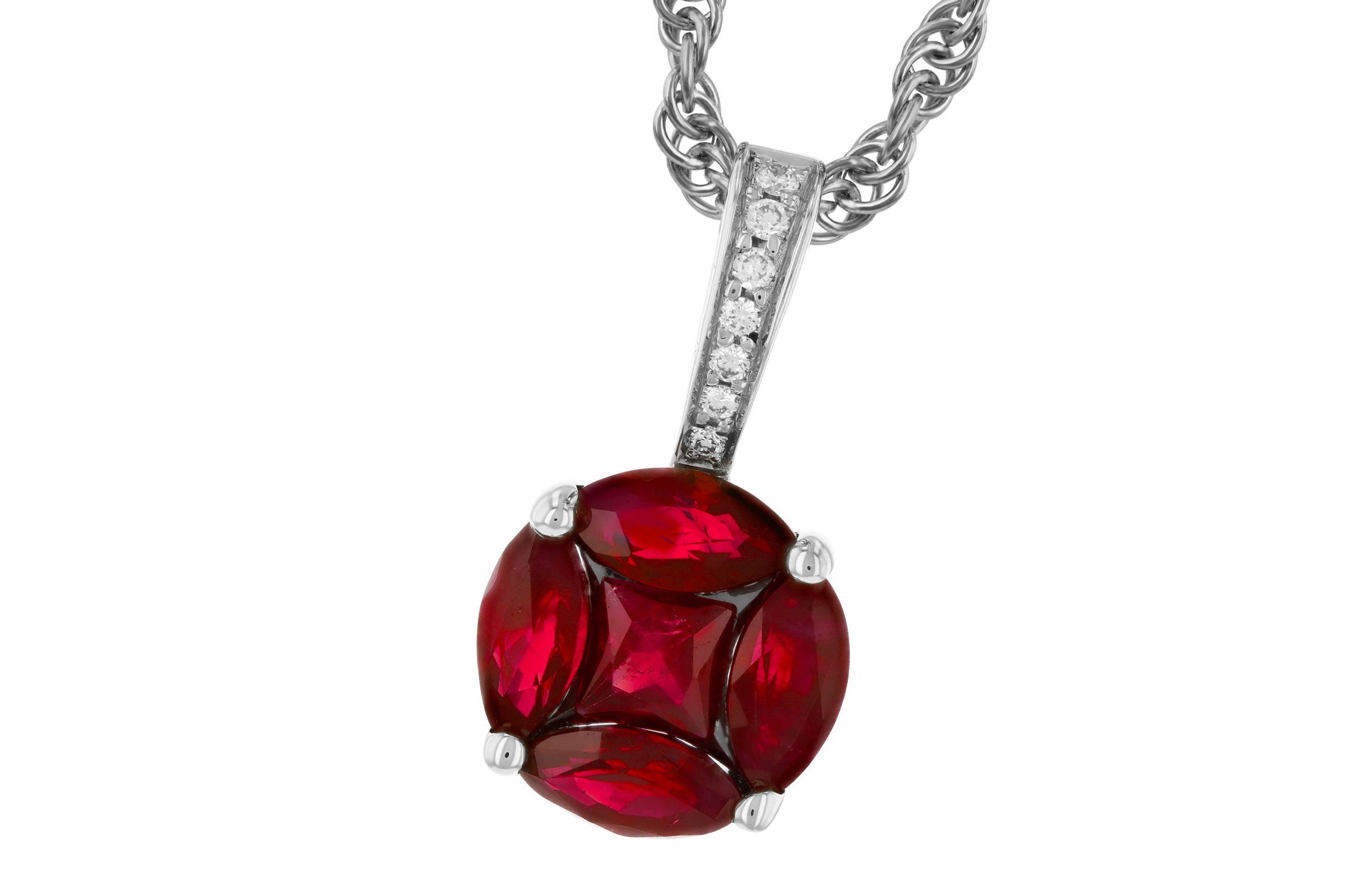 B285-18352: NECKLACE .80 RUBY .82 TW