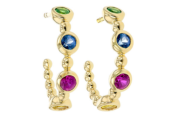 C285-18279: EARR .68 TW MULTI-COLOR SAPPH & GREEN GARNET