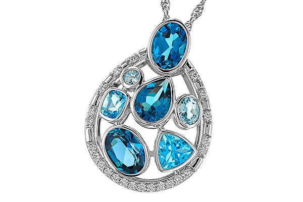D284-32861: NECKLACE 3.23 TW BLUE TOPAZ 3.38 TGW