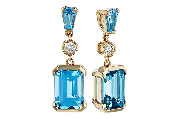 D284-34697: EARRINGS 2.37 TW BLUE TOPAZ 2.44 TGW
