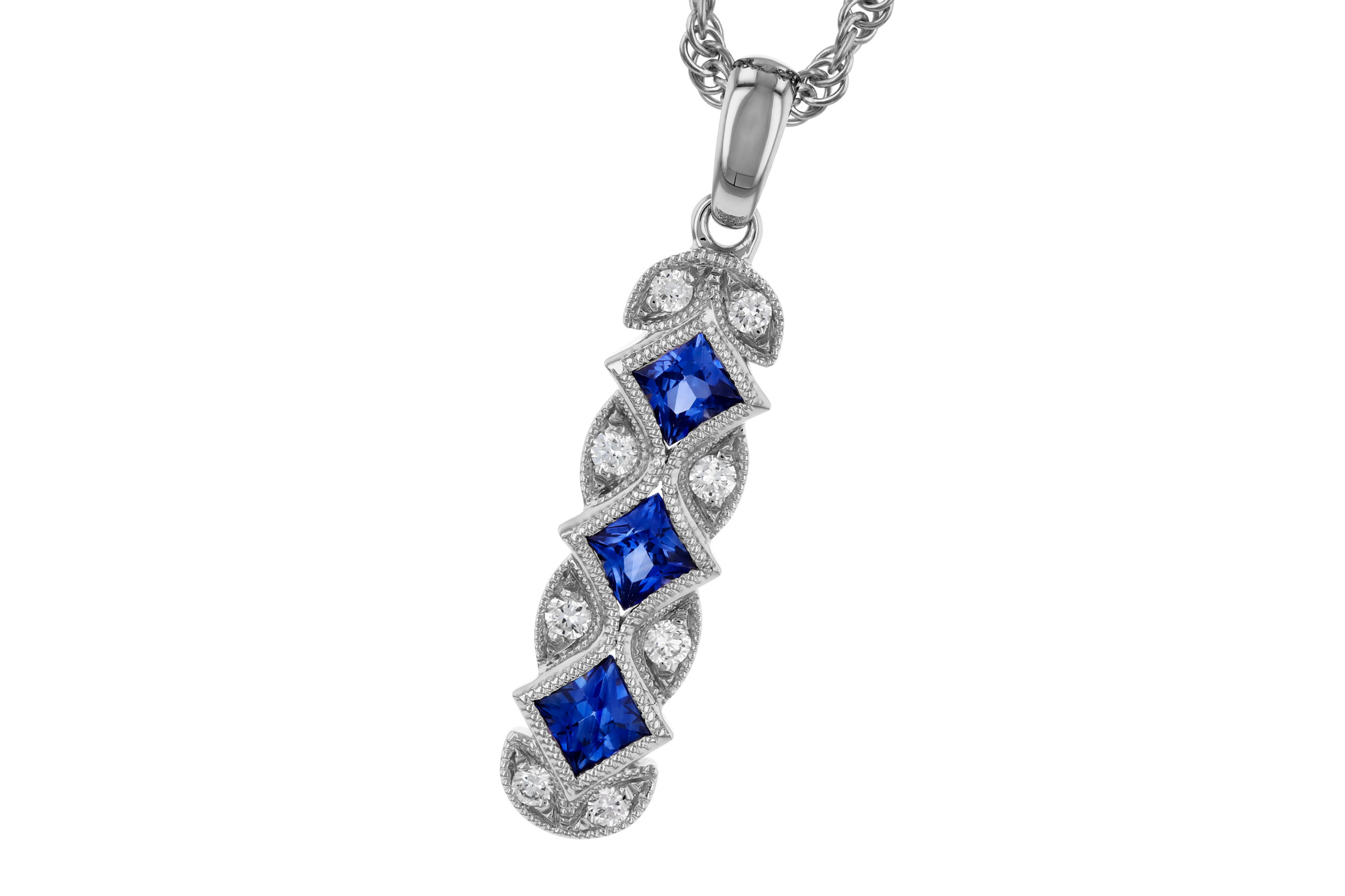 E285-20097: NECKLACE .55 TW SAPPHIRE .64 TGW
