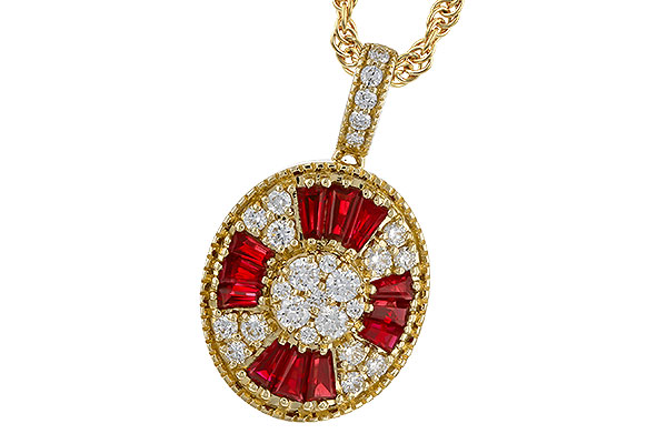 F284-33815: NECKLACE .54 TW RUBY .78 TGW
