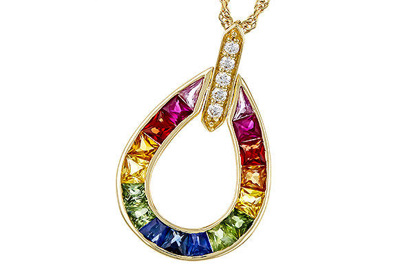 G284-30124: NECKLACE 1.10 MULTI-COLOR SAPPH 1.15 TGW