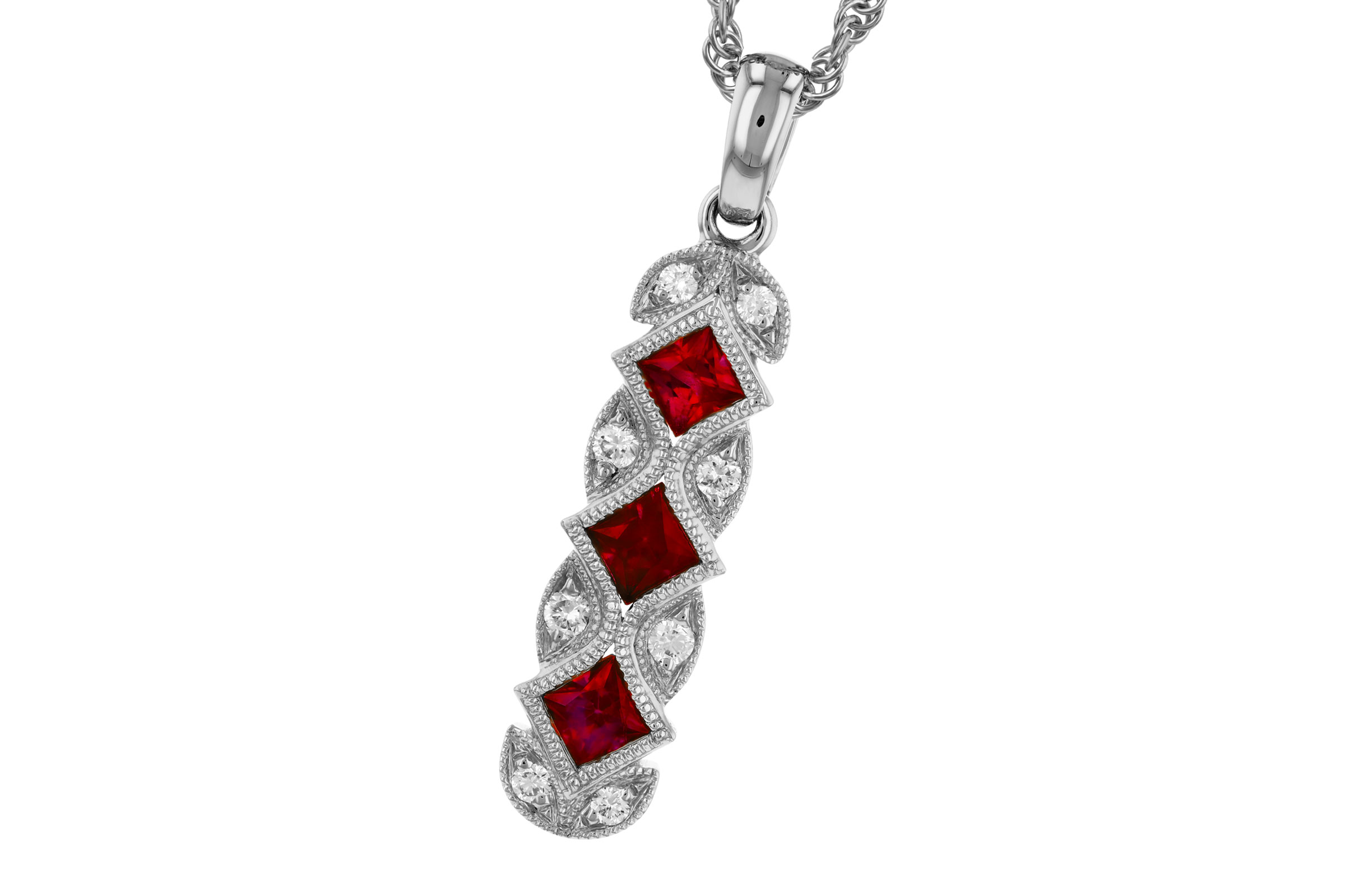 G285-19224: NECKLACE .55 TW RUBY .64 TGW