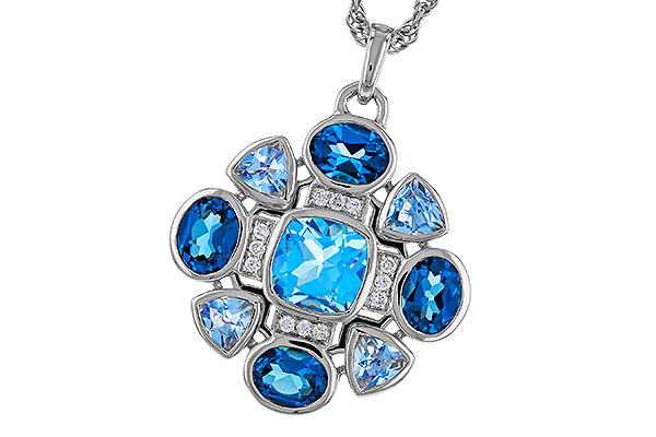 K284-30097: NECKLACE 3.19 TW BLUE TOPAZ 3.25 TGW