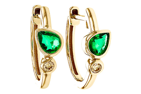 K284-31997: EARRINGS .38 TW EMERALD .44 TGW