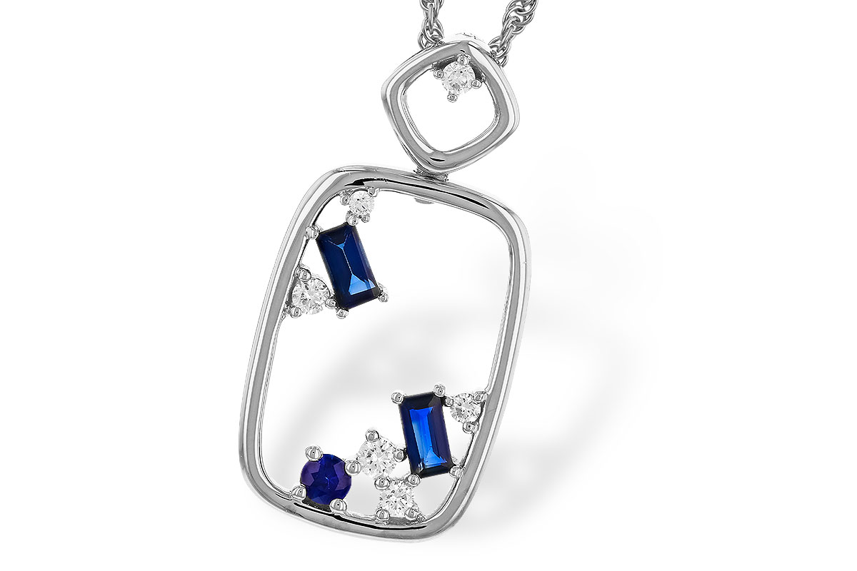 K284-32861: NECKLACE .35 TW SAPPHIRE .46 TGW