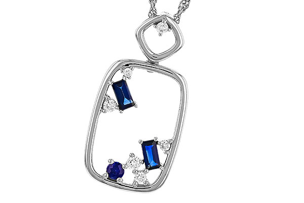 K284-32861: NECKLACE .35 TW SAPPHIRE .46 TGW