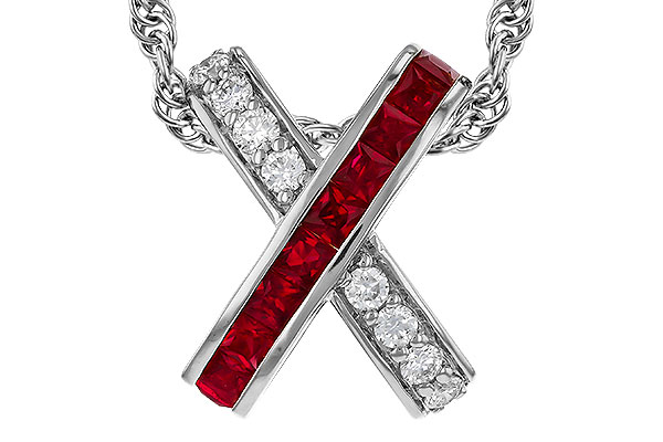 K284-35570: NECKLACE .53 TW RUBY .70 TGW