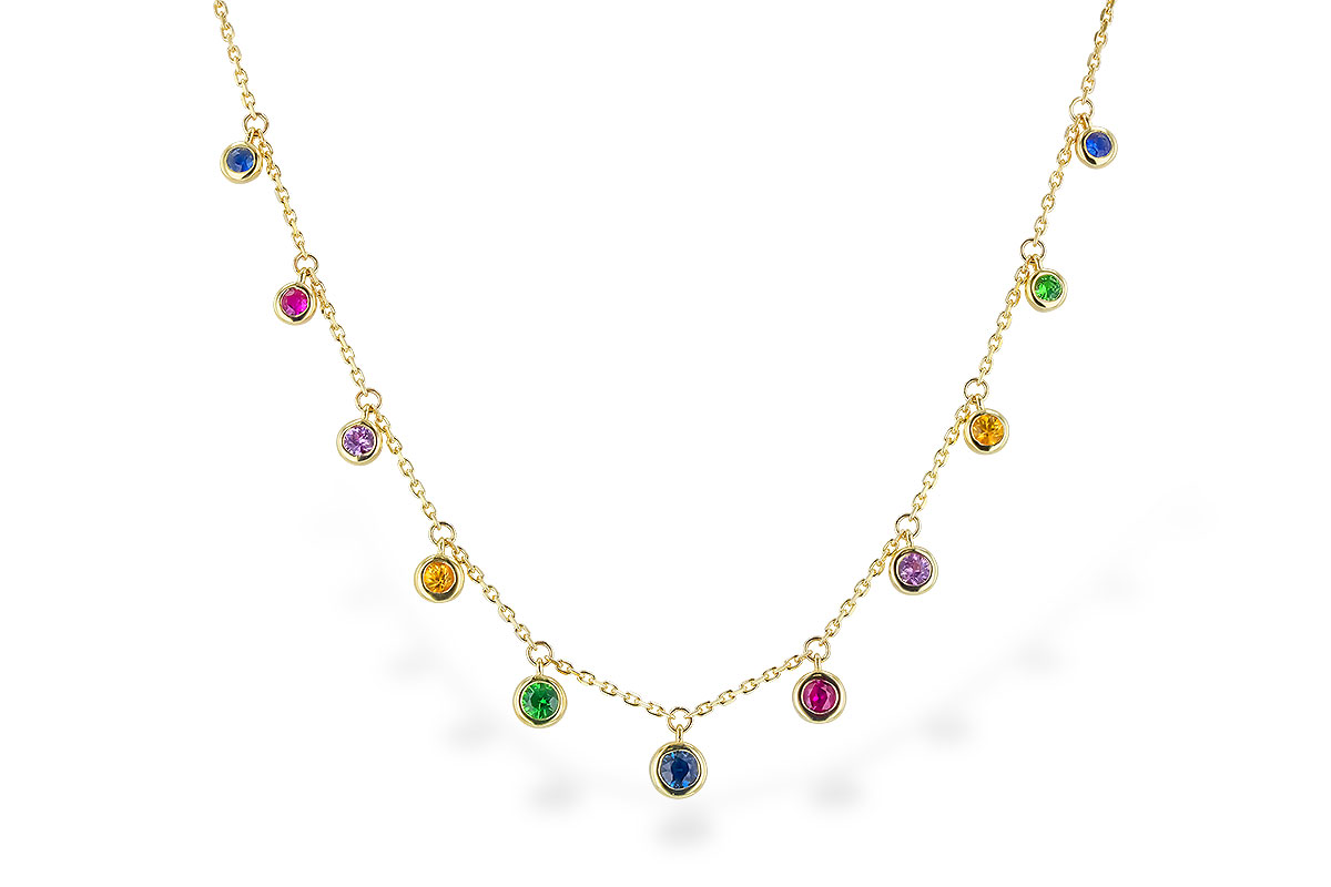 L283-42851: NECK .90 TW MULTI-COLOR SAPPH & GREEN GARNET (18")