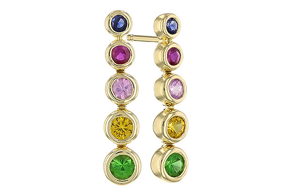 L283-44724: EARR .60 TW MULTI-COLOR SAPPH & GREEN GARNET