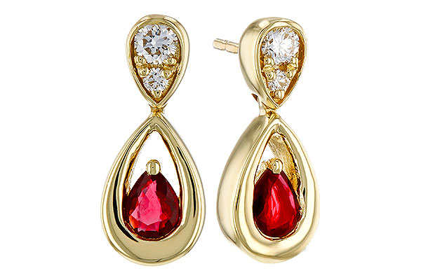 L284-30133: EARRINGS .40 RUBY .52 TGW (4x3 RUBY)