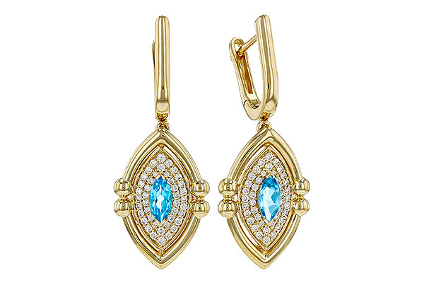 L285-18324: EARRINGS .50 TW BLUE TOPAZ .78 TGW (6x3MM BT)